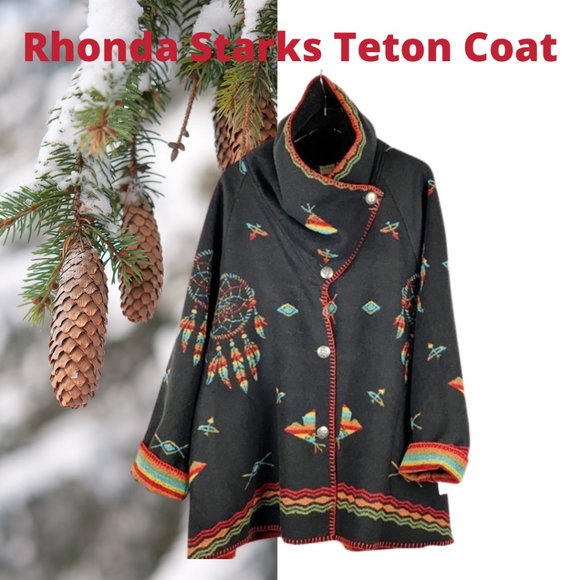 Rhonda Starks Jackets & Blazers - Rhonda Starks Black Indian Dreams Teton Coat